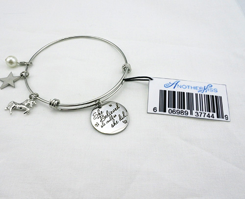 Inspirational Stainless Steel Jewelry Gift Expandable Wire Bangle Charm Bracelet for Girls Women
